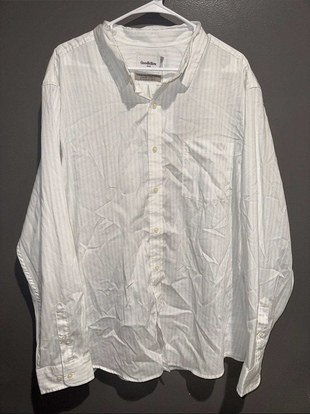 Goodfellow & Co White Pinstripe Button-Up Dress Shirt